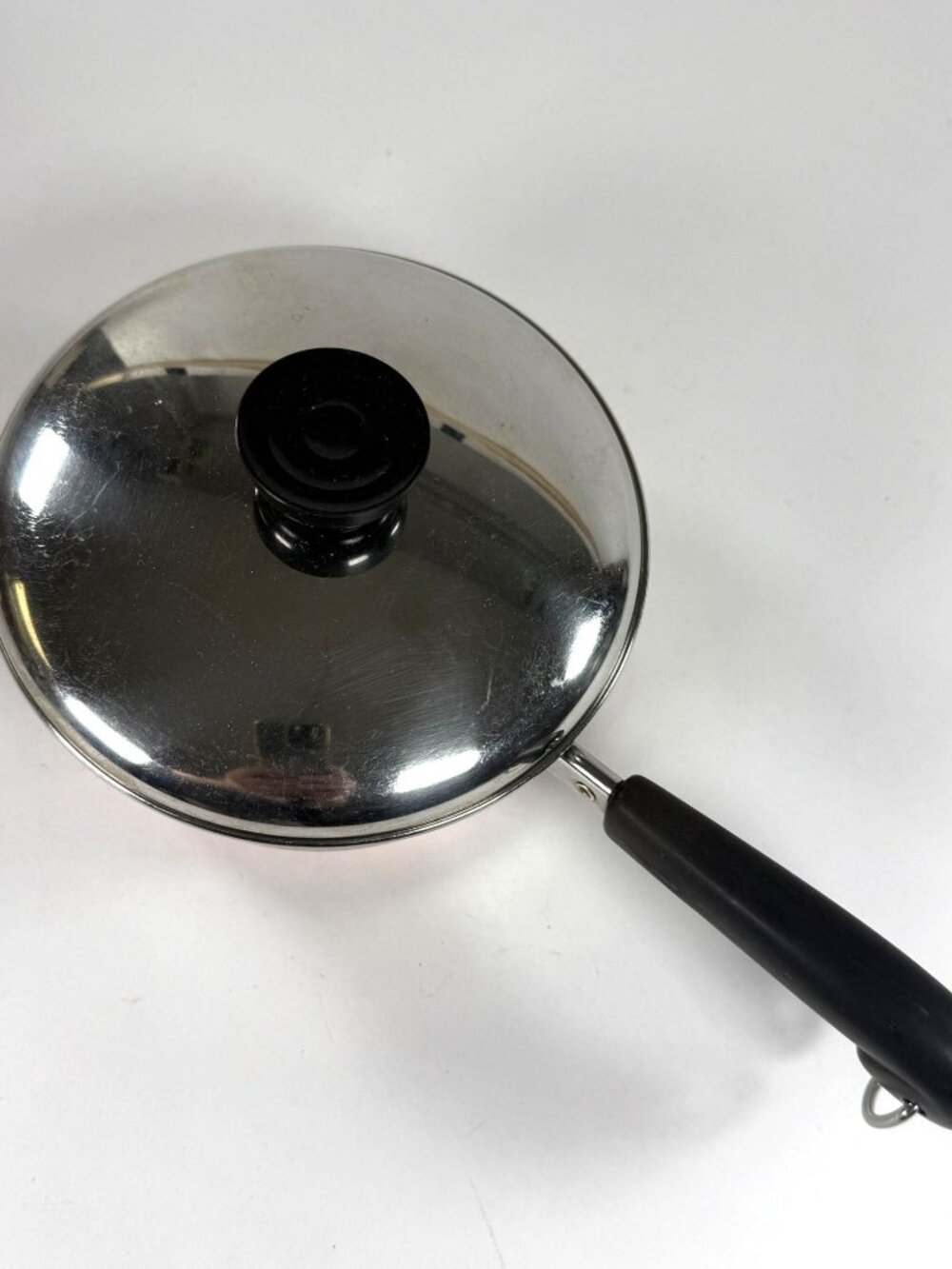 Revere Ware 1 Qt Copper Bottom Saucepan & Lid Clinton IL USA Vintage Stainless S